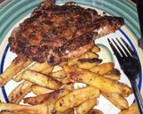 A picture of step 8 of Fillet steak,served with cheesy potato chips.
