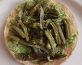 A picture of step 2 of Avocado Tostadas with Nopales and Poblano Strips.