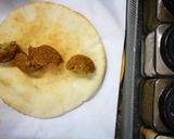 A picture of step 4 of Falafel sandwich||Falafel wrap.