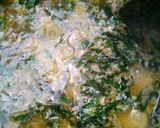 A picture of step 4 of Tuwo Rice, ugu and egusi soup.