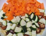 Édesburgonyás cukkinis ragu szejtán Chorizoval (vegán) recept fázis 4 fotója