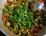 A picture of step 8 of Okra tomato curry.