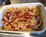 Une image de l'étape 8 de Gratin de macaronis aux poivrons grillés jambon blanc et parmesan.