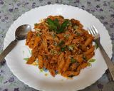 A picture of step 13 of Red sauce vegetables Italian pasta.