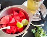 A picture of step 1 of Watermelon 🍉🍉🍉🍉😀🍉 salsa.