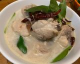 A picture of step 7 of Tom Kha Gai (Thai Chicken Coconut Soup) 🍲.