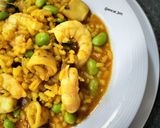 Foto del paso 7 de la receta Arroz meloso con calamar, langostino y edamame