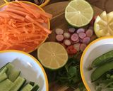 A picture of step 1 of Vietnamese inspired vegetable rolls #summerchallange1So easy to make, no cooking required 😀.