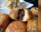 A picture of step 6 of Nutella stuffed mini pan cake.