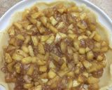 A picture of step 8 of Apple pie with flaky butter crust served with vanilla ice cream.
