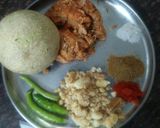A picture of step 1 of Woodapple (kotha) and chilli chutney.