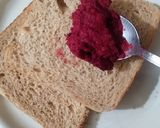 A picture of step 2 of Beet Hummus Sandwich.