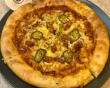 A picture of step 8 of Stuffed crust chicken fajita pizza🍕🧀.