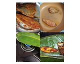 A picture of step 1 of Fish polichathu with Banana leaf.