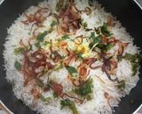 A picture of step 22 of Hyderabadi Mutton dum Biriyani in restaurant style.