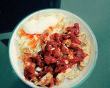Foto langkah ke 8 dari resep Rice Bowl with fried chicken n mushroom with salad.