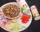 A picture of step 1 of Lobia & black chana protein salad.