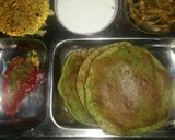 A picture of step 7 of Bathu palak puri with curd.