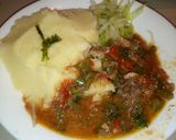 A picture of step 4 of Mashed potatoes with beef stew.