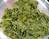 A picture of step 3 of Sarson ka Saag with Makki ki Roti.