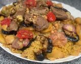 A picture of step 2 of Maqluba with Beef.