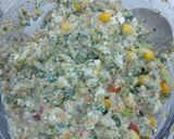 A picture of step 3 of Paneer veg cheese corn grilled sandwiches/ healthy breakfast.