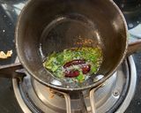 A picture of step 4 of Idli sambar with coconut chutney.
