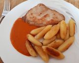Natúr szelet sufnudlival, lecsós mártással recept fázis 4 fotója