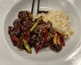 A picture of step 7 of Mongolian Beef.
