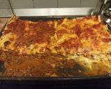 A picture of step 16 of Bolognese lasagna.