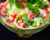 A picture of step 4 of Dahi Wala kachumber.