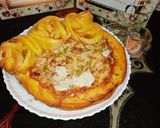 A picture of step 21 of Chicken Malai boti creamy floral pizza in pateela.