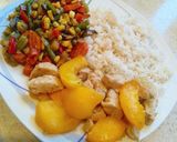 Foto del paso 7 de la receta: Arroz con pollo al melocotón y menestra de verduras