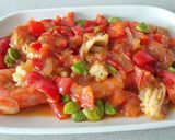 A picture of step 5 of Masak Cumi udang dengan petai sauce Asam Manis.