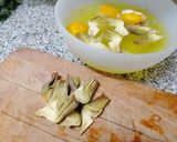 A picture of step 3 of Ricotta and Walnut Stuffed Gnocchi with Artichokes.