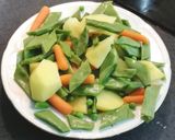 Foto del paso 1 de la receta Cocción al vapor de Patatas y Verduras con Merluza confitada