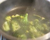 A picture of step 6 of Pan fried seabass fillets on a bed of citrus broccoli.