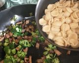 A picture of step 7 of Orechiette - straying from the original recipe.