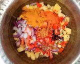 A picture of step 1 of Aloo ki Tarkari.