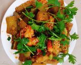 Hình bước làm 2 của món Cà tím xào tôm