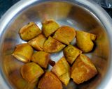 A picture of step 4 of Bafla Baati and Daal with Spinach.