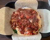 A picture of step 5 of Giant stuffed vegan tortillas.