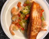 A picture of step 8 of Salmon Risotto with Prawns.