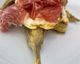 A picture of step 6 of Fried Artichokes with Eggs and Iberian Ham.