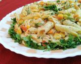 A picture of step 8 of Garlic pasta salad.