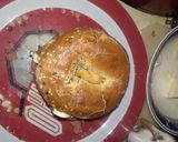 A picture of step 3 of Salami, Egg, and Braunschweiger, Cheese Everything Bagel.