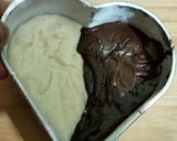 A picture of step 7 of Valentine's special Vanilla-Chocolate Duo Cake (eggless) #heart.
