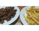 A picture of step 2 of Dry Fry Beef #4weekschallenge #5ingredientsorlesschallenge.