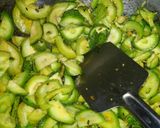 A picture of step 2 of Kheksi ki bhujia/spine gourd fry.