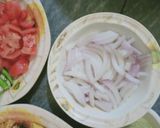 A picture of step 3 of Achari aloo gobhi.